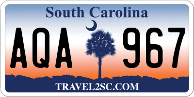 SC license plate AQA967