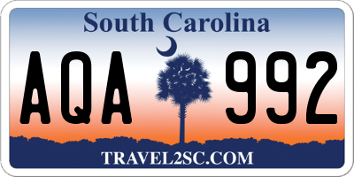 SC license plate AQA992