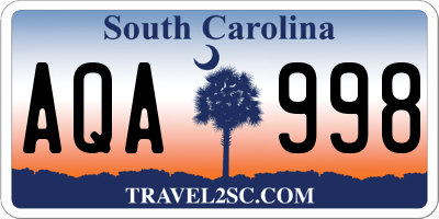 SC license plate AQA998