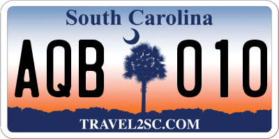 SC license plate AQB010