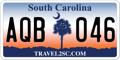 SC license plate AQB046