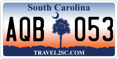 SC license plate AQB053