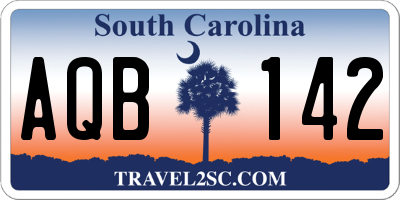 SC license plate AQB142