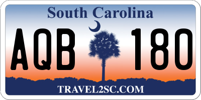 SC license plate AQB180