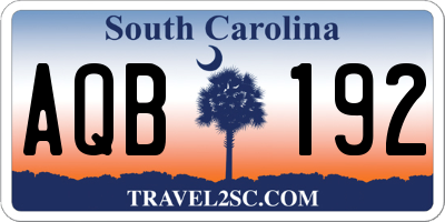 SC license plate AQB192