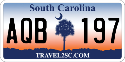 SC license plate AQB197