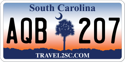 SC license plate AQB207