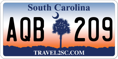 SC license plate AQB209