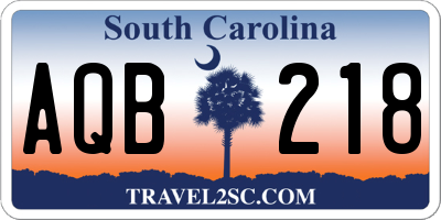 SC license plate AQB218