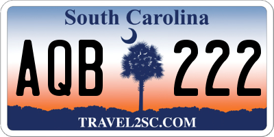 SC license plate AQB222