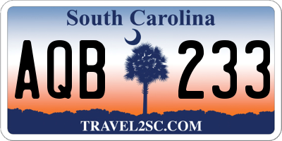 SC license plate AQB233