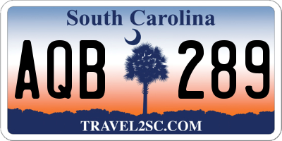 SC license plate AQB289