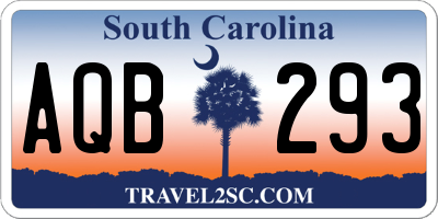 SC license plate AQB293