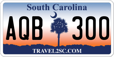 SC license plate AQB300