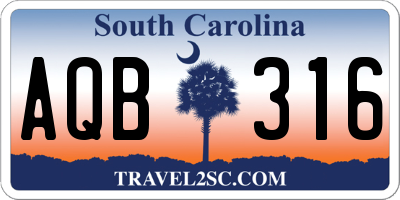 SC license plate AQB316