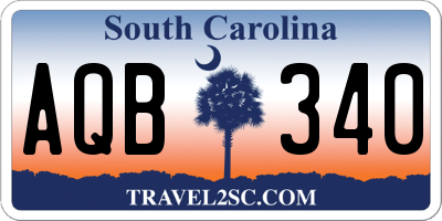 SC license plate AQB340