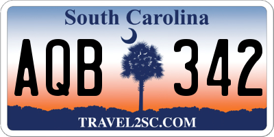 SC license plate AQB342
