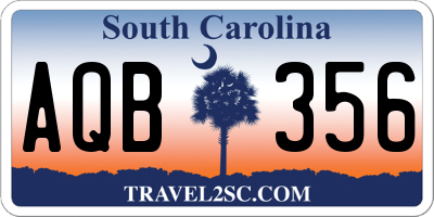 SC license plate AQB356
