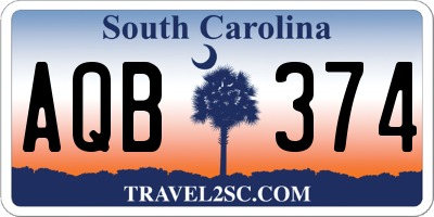 SC license plate AQB374