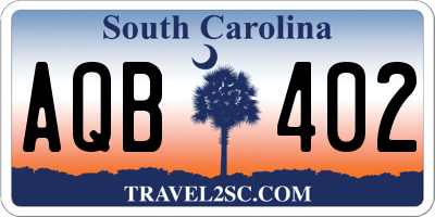 SC license plate AQB402