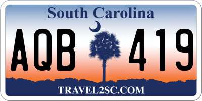 SC license plate AQB419