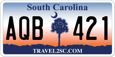 SC license plate AQB421