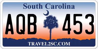 SC license plate AQB453
