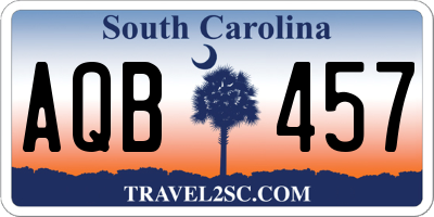 SC license plate AQB457