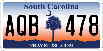 SC license plate AQB478