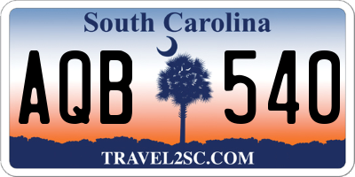 SC license plate AQB540