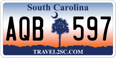 SC license plate AQB597