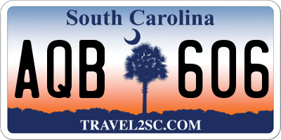 SC license plate AQB606