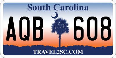 SC license plate AQB608