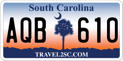 SC license plate AQB610