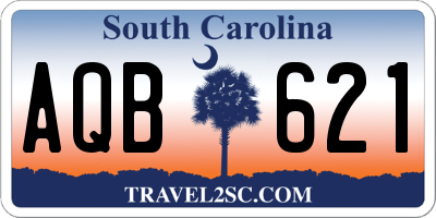 SC license plate AQB621