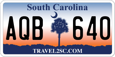 SC license plate AQB640