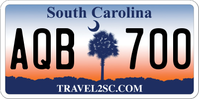 SC license plate AQB700