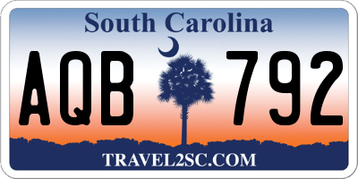 SC license plate AQB792