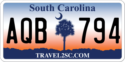 SC license plate AQB794