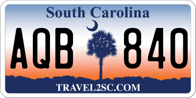 SC license plate AQB840