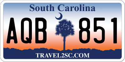 SC license plate AQB851