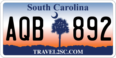 SC license plate AQB892