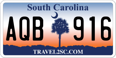 SC license plate AQB916