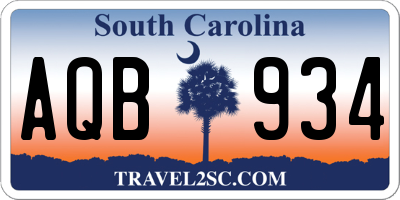 SC license plate AQB934
