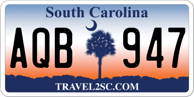 SC license plate AQB947