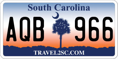 SC license plate AQB966