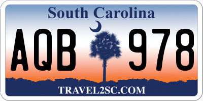 SC license plate AQB978