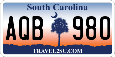 SC license plate AQB980