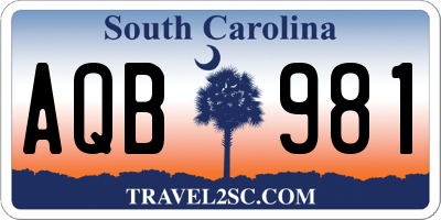 SC license plate AQB981