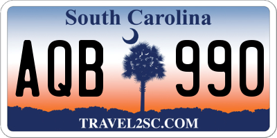 SC license plate AQB990